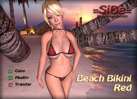 Second Life Marketplace - =SiDe= Sexy Beach Bikini Red